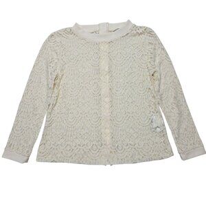 Banana Republic Top Womens Small Beige Sheer Floral Lace Coquette Boho Festival